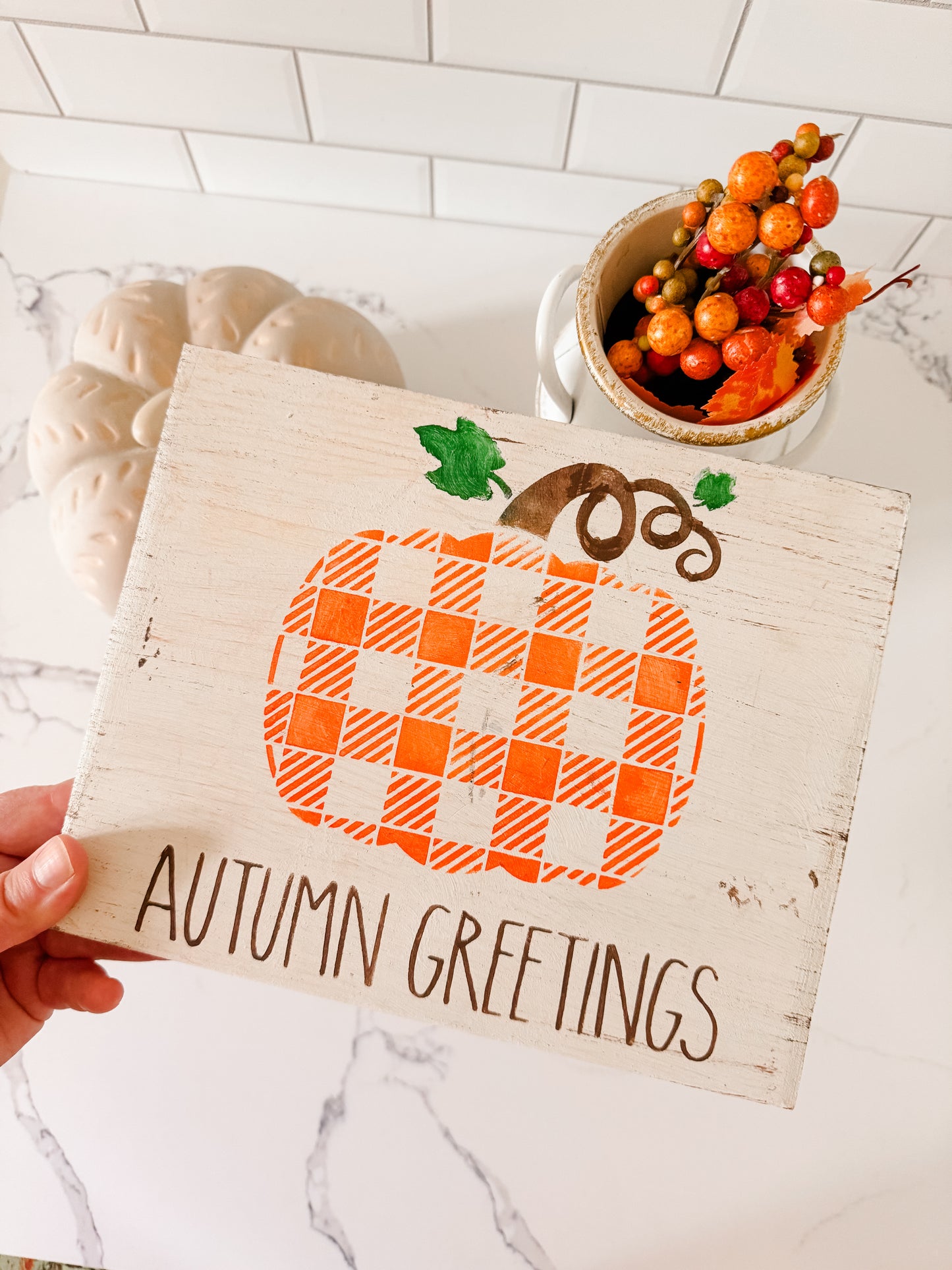 Autumn Greetings Wood Sign