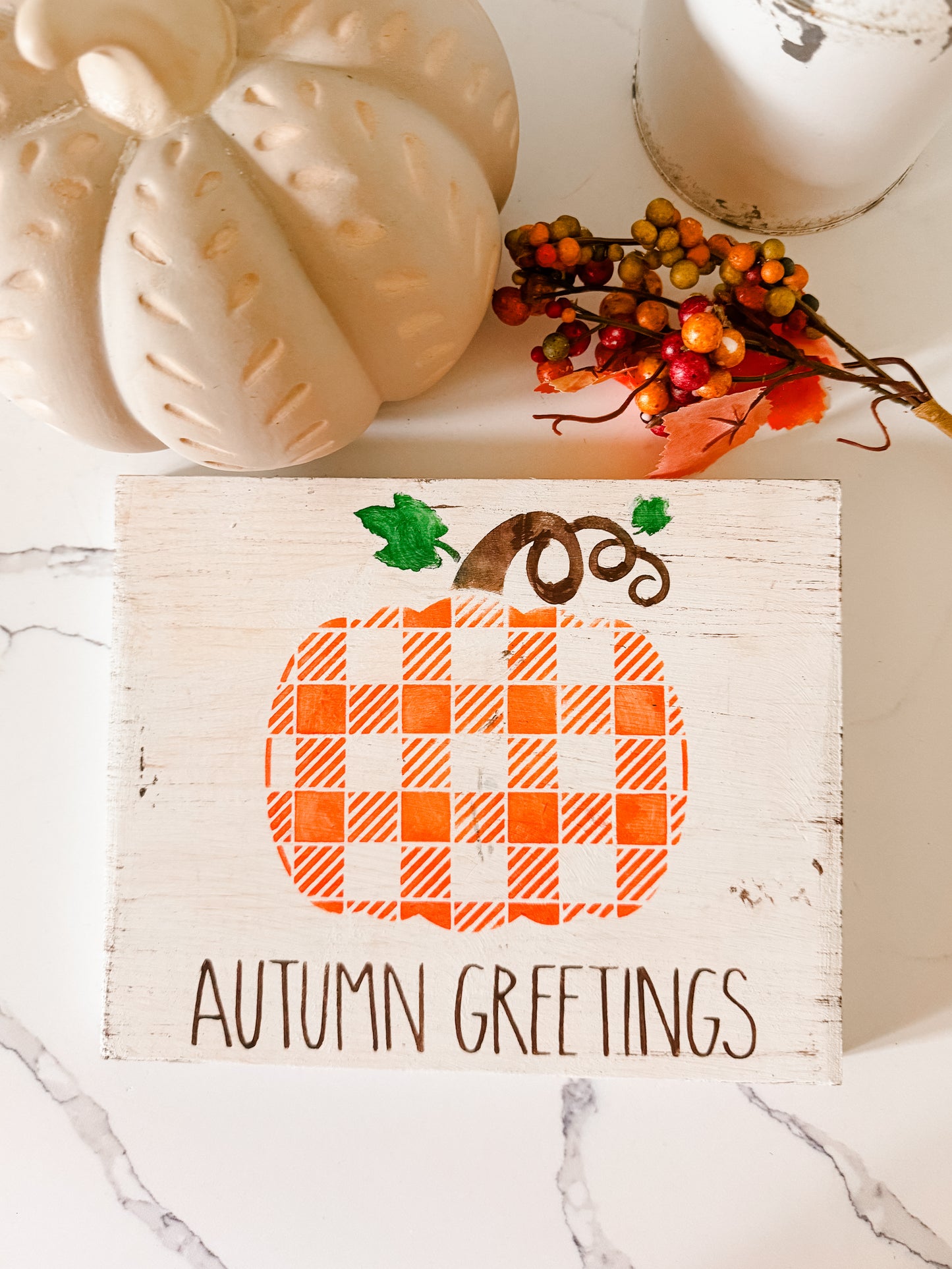 Autumn Greetings Wood Sign