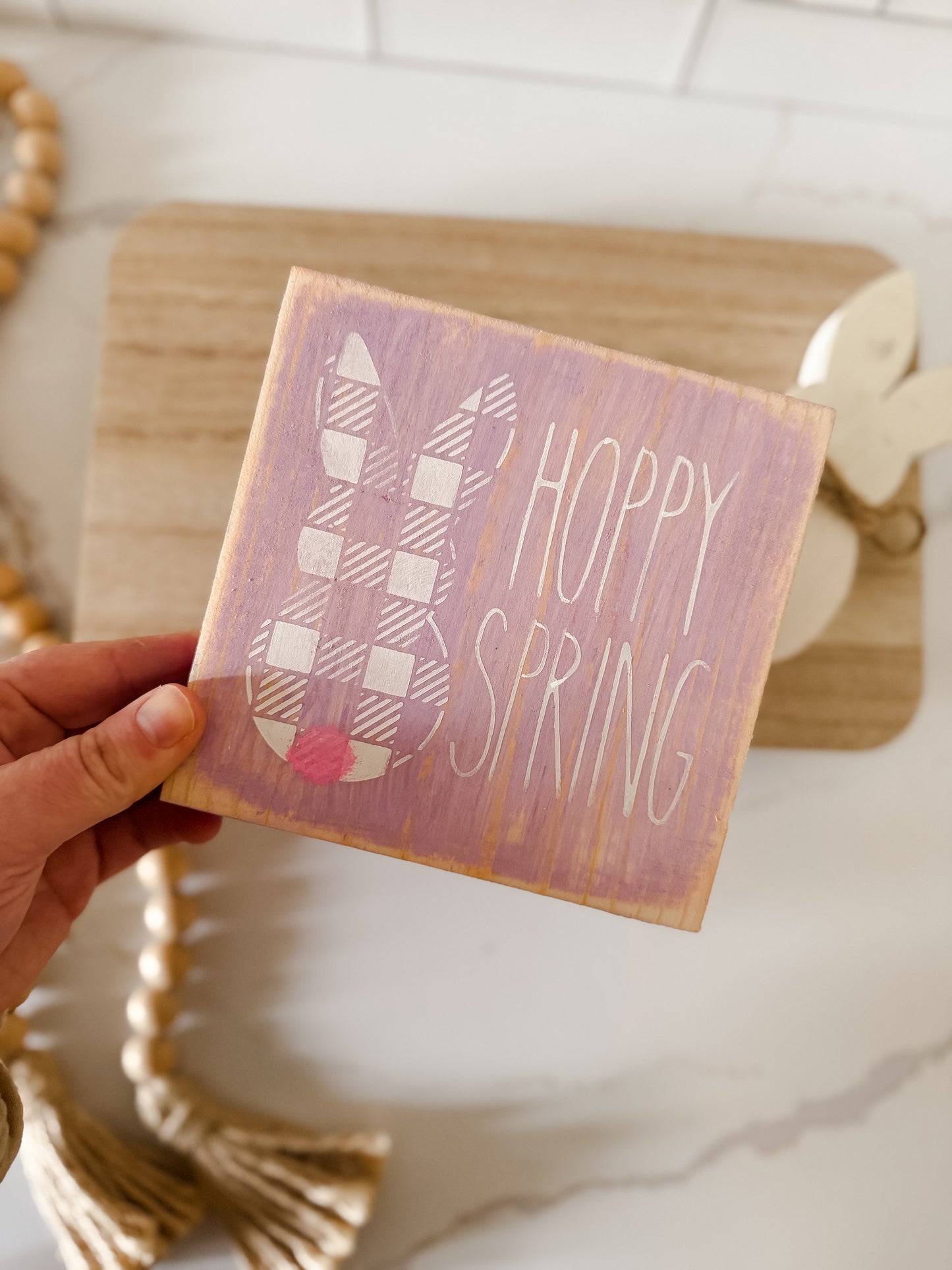 Hoppy Spring Wood Sign