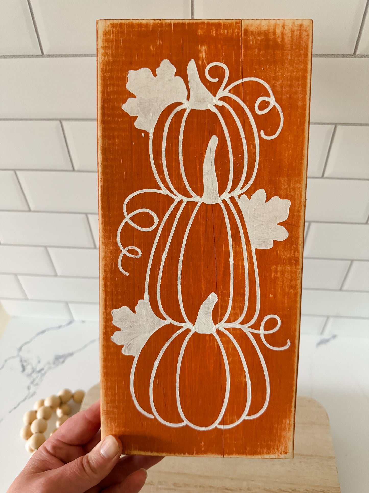 Pumpkin Stack Wood Sign