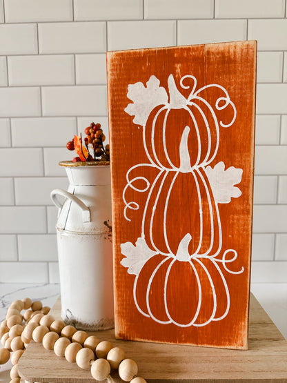 Pumpkin Stack Wood Sign