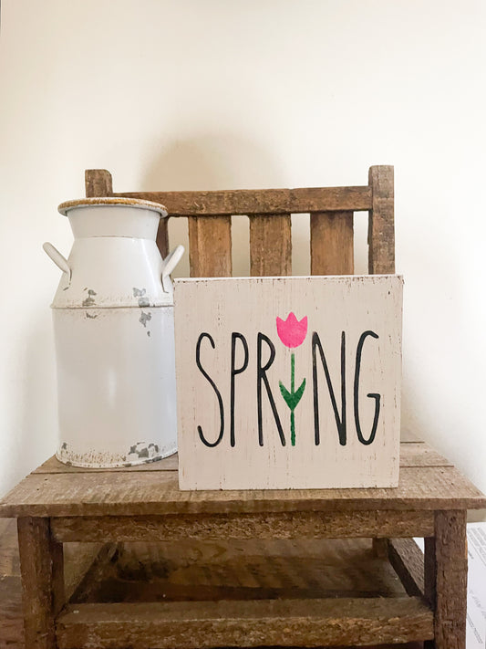 Spring Tulip Wood Sign