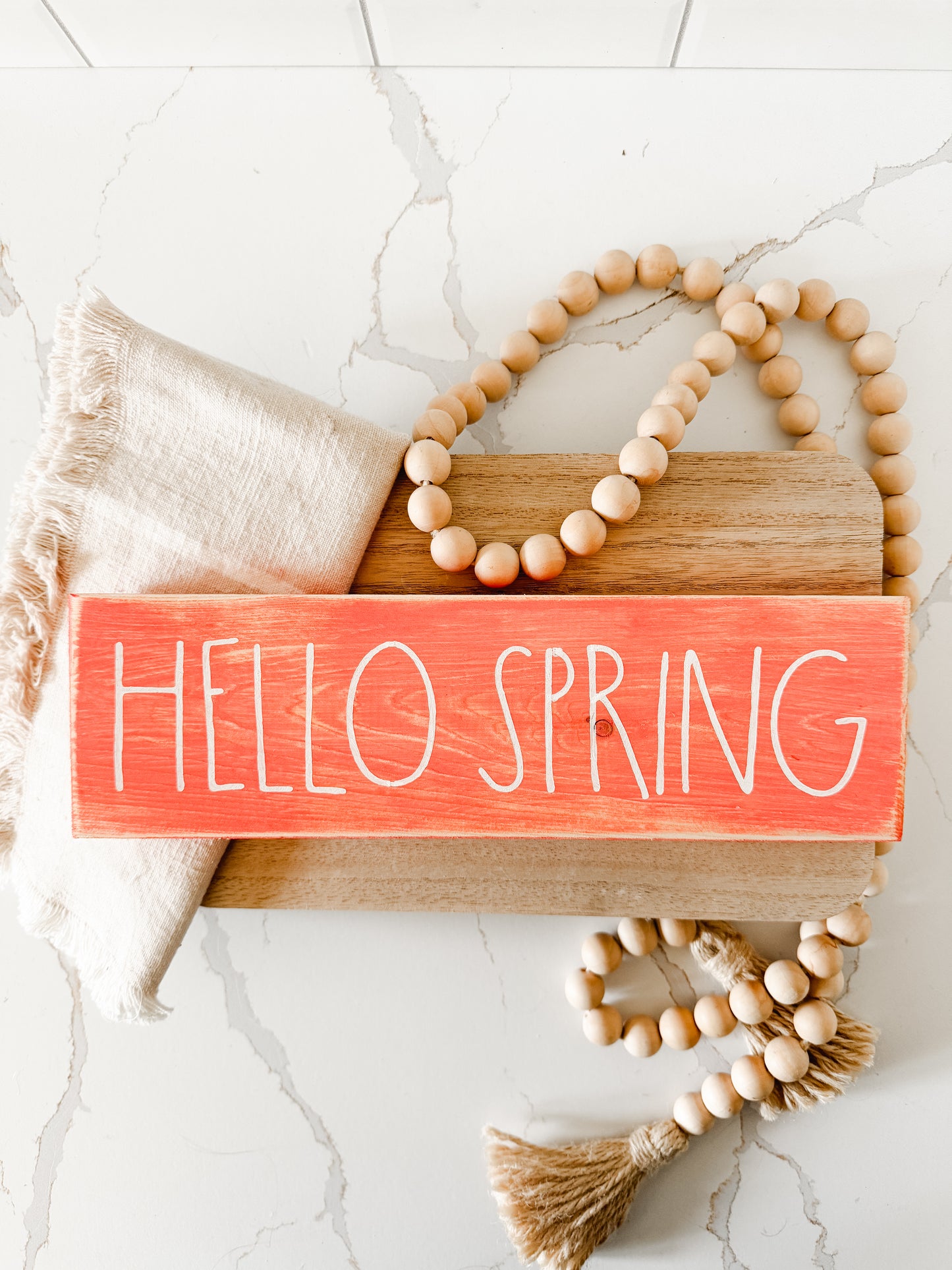 Hello Spring Wood Sign