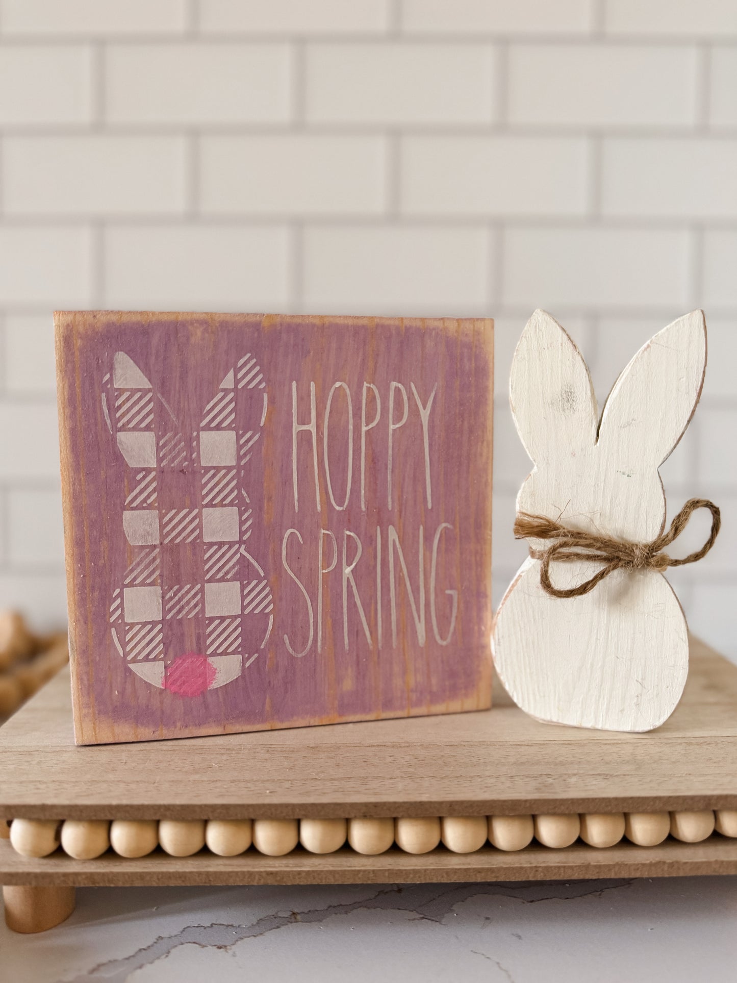 Hoppy Spring Wood Sign